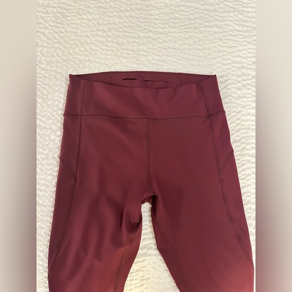 Lululemon In Movement Burgundy Crop Everlux Redwood Leggings 10 - Picture 8 of 9